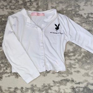 MISSGUIDED X PLAYBOY Cropped Button Up Longsleeve